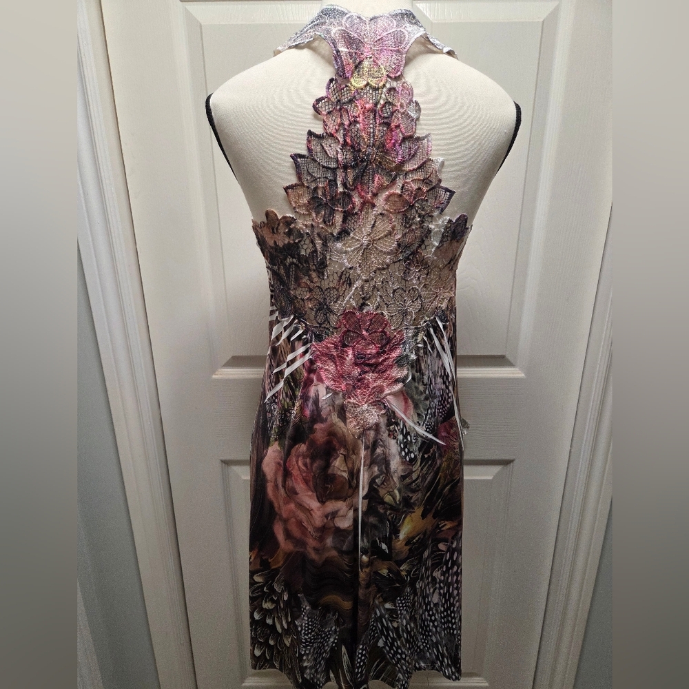 S Twelve Lace Racerback Bedazzled Floral Abstract Dress